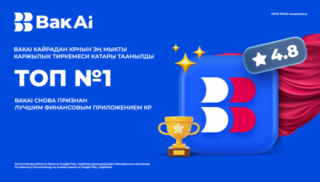 BakAi вновь признан лучшим финансовым приложением КР по оценкам в Google Play и AppStore